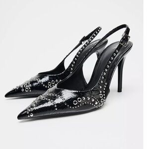 ZARA STUDDED HEELED PUMPS
